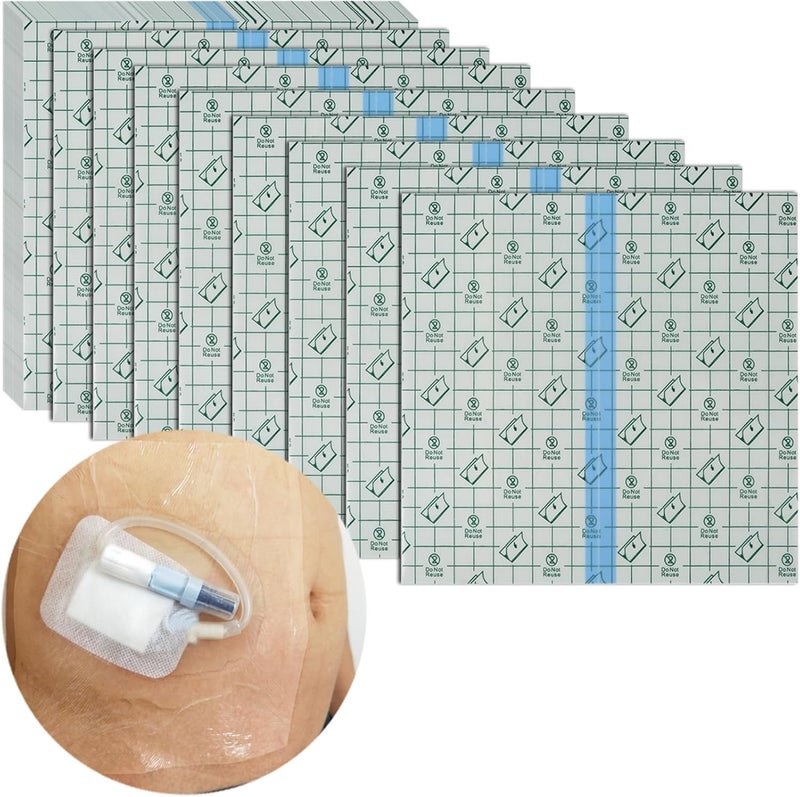 EaseToU 8"x8" Waterproof Dialysis Catheter Shower Cover Chest Port Shield Protector for Central Line G Feeding Tubes Transparent Wound Dressing, Pack of 50 - Image 1